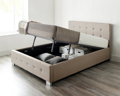 Aspire End Lift Ottoman Storage Bed - Natural Linen Fabric / Small Double - Image 3