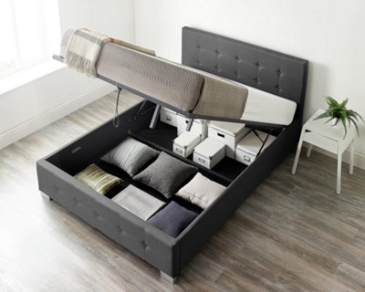 Aspire End Lift Ottoman Storage Bed Single, Linen Black