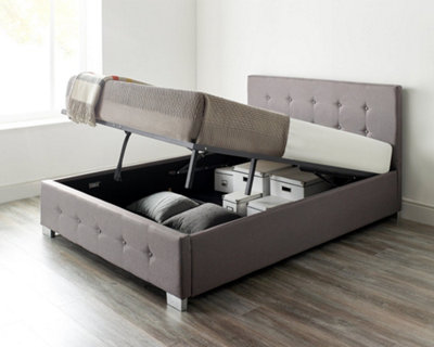 B&Q -  End Lift Ottoman Storage Bed King SizeGrey Linen