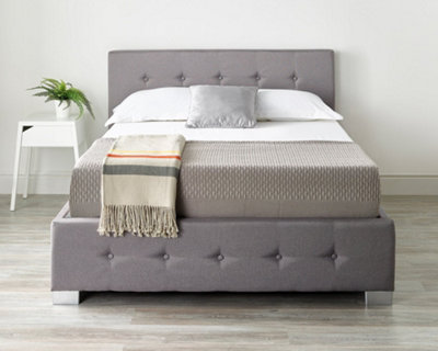 Aspire Unisex Grey End Lift Ottoman Storage Bed, Linen | Size: Super King - Image 10