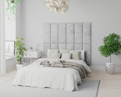 Aspire Easymount Wall Mounted Upholstered PanelsModular Diy Headboard In Mirazzi Velvet FabricSilver (Pack Of 2) from B&Q
