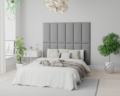 Aspire Easymount Wall Mounted Upholstered Panels, Modular Diy Headboard In Eire Linen Fabric, (Pack Of 2) Grey