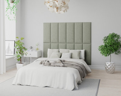 Aspire Easymount Wall Mounted Upholstered Panels, Modular Diy Headboard In Plush Velvet Fabric, Duck Egg (Pack Of 4)