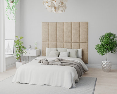 Aspire Easymount Wall Mounted Upholstered Panels, Modular Diy Headboard In Kimiyo Linen Fabric, (Pack Of 8) Beige