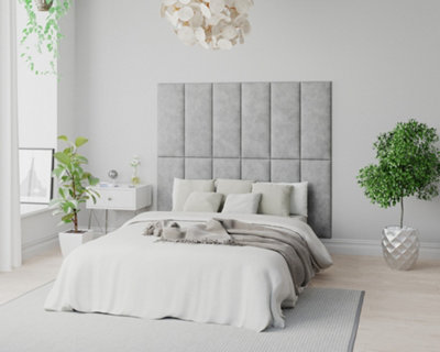 Aspire Easymount Wall Mounted Upholstered Panels, Modular Diy Headboard In Kimiyo Linen Fabric, (Pack Of 8) Silver