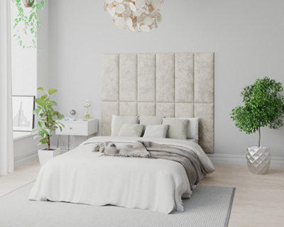 B&Q -  Easymount Wall Mounted Upholstered PanelsModular Diy Headboard In Mirazzi Velvet FabricPearl (Pack Of 8)