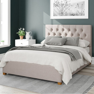 Aspire Olivier Fabric Ottoman BedEire Linen FabricOff WhiteDouble from B&Q