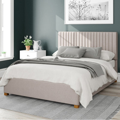 Aspire Grant Fabric Ottoman Bed, Eire Linen Fabric, Off Superking White