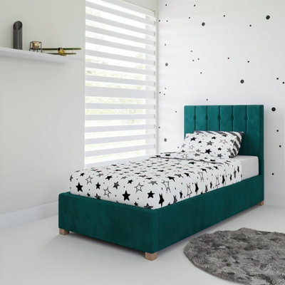 Rest Relax Olivia Fabric Ottoman Single Bed Green from B&Q
