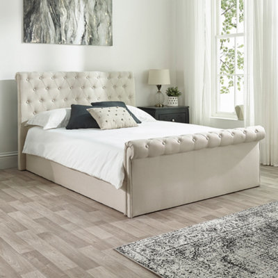 B&Q -  Chesterfield Ottoman Storage Bed In Natural LinenSize Superking