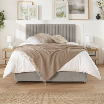 B&Q -  Grant DivanLinen FabricStrutted HeadboardNo DrawersSilverKing