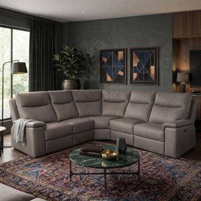 Aspire Marlowe Real Leather Power Recliner 2C2 Corner Sofa With Usb ChargingSlate
