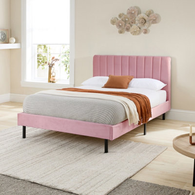 Aspire Rosella Soft Velvet Bed Frame - Pink - Image 3