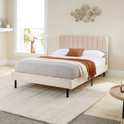 Aspire Beds Rosella Super King Plush Velvet Bed Frame Cream - Image 6