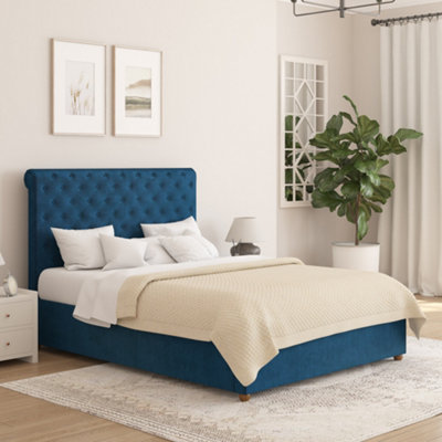 B&Q -  Taylor Ottoman Bed FramePlush Velvet NavyKing