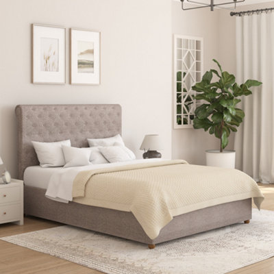 Aspire Taylor Ottoman Bed FrameSaxon Twill GreyDouble from B&Q