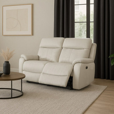 B&Q -  Kingsmere 2 Seater Power Recliner Sofa In Real LeatherPewter
