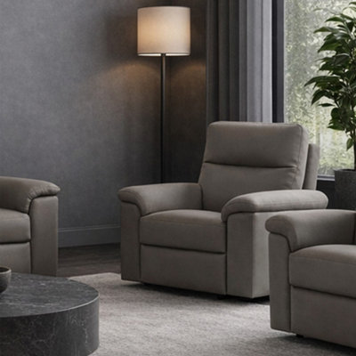 B&Q -  Marlowe Real Leather Power Recliner Armchair With Usb ChargingSlate