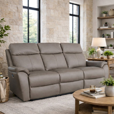 B&Q -  Kingsmere 3 Seater Power Recliner SofaElephant