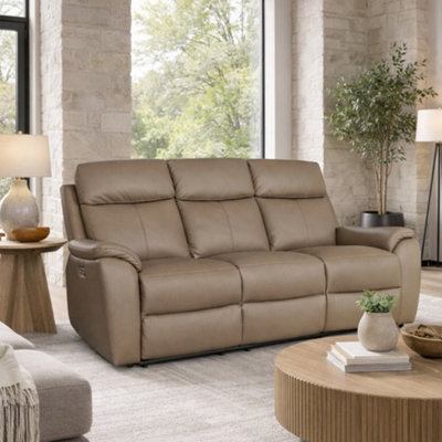 B&Q -  Kingsmere 3 Seater Power Recliner SofaMushroom