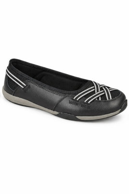 Black Elastic Cross Strap Ballet Pumps With Cushioned Sole from B&Q