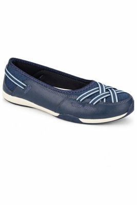 Navy Elastic Cross Strap Ballet Pumps With Cushioned Sole from B&Q