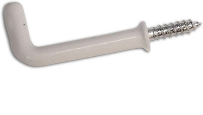 Square Dresser Hook Shouldered 38mm (1.1/2 Inch) White Pvc Coated Pack Of 100 from B&Q