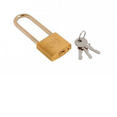 Tri-Circle Padlock Long Shackle 50mm Brass Pack Of 1 from B&Q