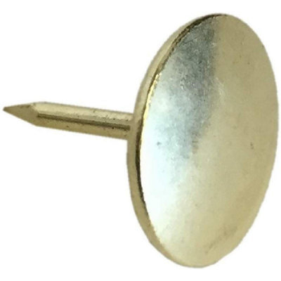 Fort Fasteners 16mm Brassed Drugget NailsGold Tone Round Thumb Push Pins For FurnitureSofa & Headboard (Pack Of 15) from B&Q