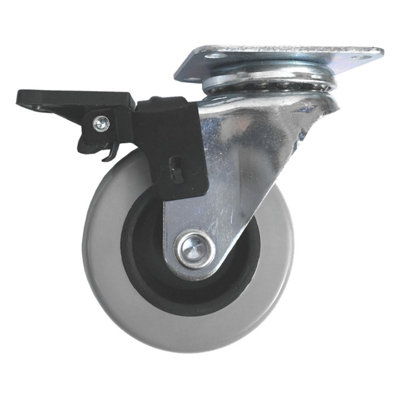 Single Wheel Castor WheelPlate Fix 50mm With Brake Pack Of 2 from B&Q