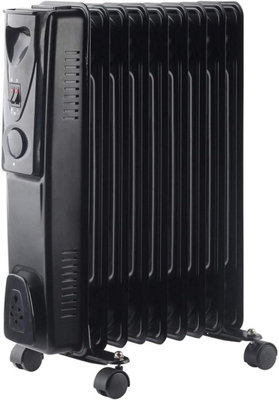 B&Q 9 Fin 2Kw Oil Filled Radiator, Black
