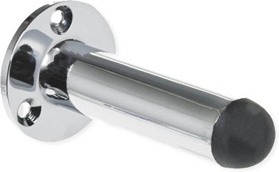 63mm (2.1/2 Inch) Projecting Wall Mounted Pillar Door StopChrome Finish from B&Q