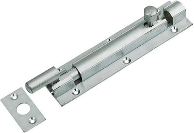 38mm Barrel Bolt Straight/neckedSatin Chrome Finish (Necked38mm X 150mm) from B&Q