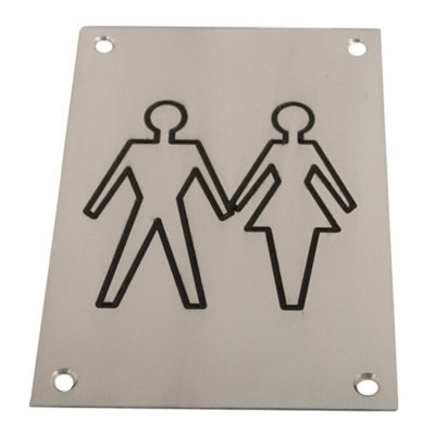 Unisex Toilet Sign Aluminium Saa 150X100mm Door Plate Wc Male Female from B&Q