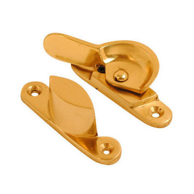 Solid Polished Brass Fitch Fastener Sash Window Fastner Handle Lock from B&Q