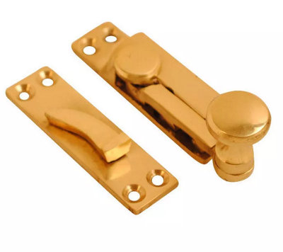  - Dzina Solid Brass Sash Window Fastener Quadrant Arm Fastener Polished Brass