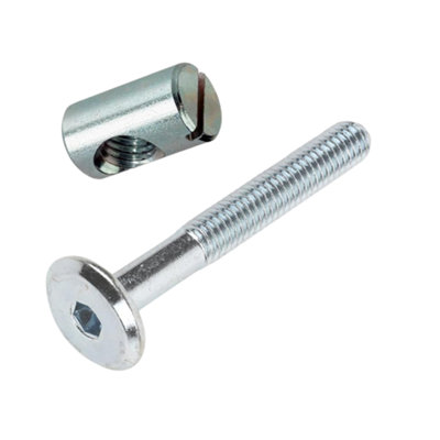 Furniture Cot Bed Bolt Allen Head With Barrel Nuts (12Zinc Plated60mm) from B&Q