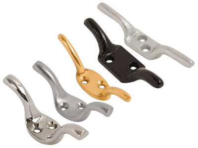 Cleat Hooks For Roman Corded Blinds Cleat Hook Figure Of 8 Hooks Cord Hooks 63mm Polished Chrome from B&Q