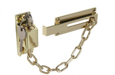  - Chrome Locking Door Chain With External Key Unlocking Mechanism
