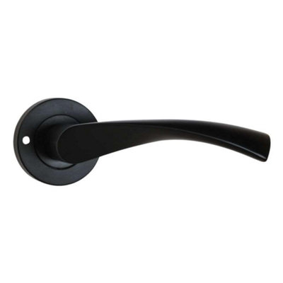 Push Button Privacy Twirl Lever Handle With Bullet Privacy LatchMatte Black Finish For Bathroom & Toilet Doors