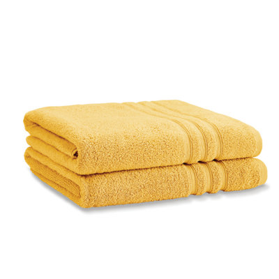Julian Charles Yellow Catherine Lansfield Zero Twist Ochre Cotton Towels - 2Pk Bath Sheet - Image 10