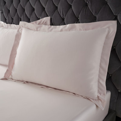 Catherine Lansfield Silky Soft Satin Oxford 50X75Cm + Border Pack Of 2 Pillow Cases With Envelope Closure Blush Pink from B&Q