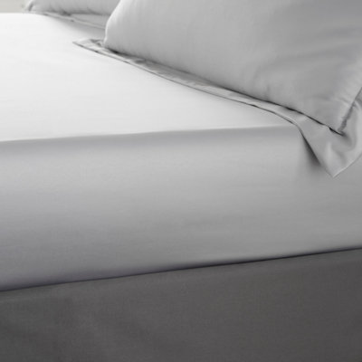 Catherine Lansfield Unisex Silver Silky Soft Satin 100% Polyester 30Cm Fitted Sheet In | Size: Single Fitted - Image 9