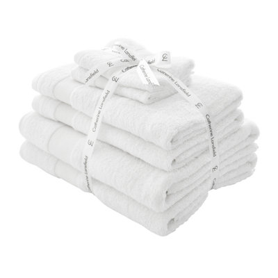 Catherine Lansfield White Anti Bacterial 6 Piece Towel Bale - Image 9
