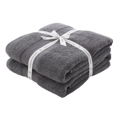 Catherine Lansfield Anti-Bacterial 100% Cotton Towel in Charcoal | Size: Bath Sheet - Image 14