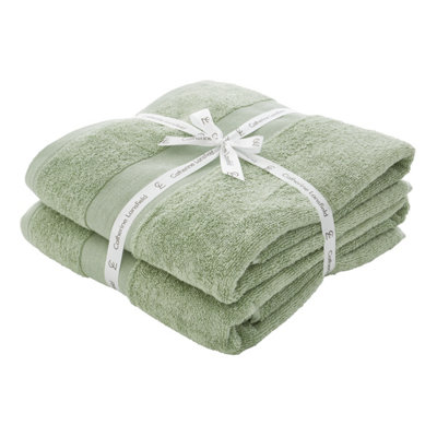 Cat Sage Green Catherine Lansfield Sage Antibacterial Bath Sheet - Set Of 2 - Image 13