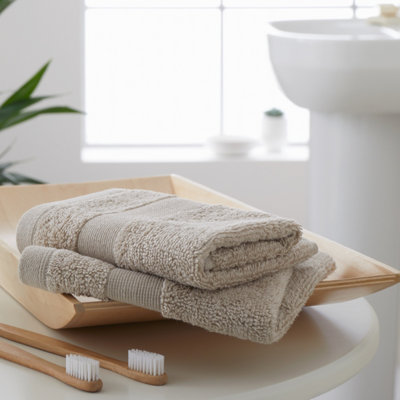 Catherine Lansfield Anti-Bacterial Cotton 30X30Cm Face Cloth Pair Natural from B&Q