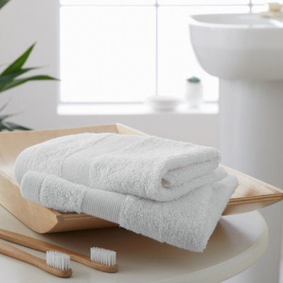 Catherine Lansfield Anti-Bacterial Cotton 30X30Cm Face Cloth Pair White from B&Q