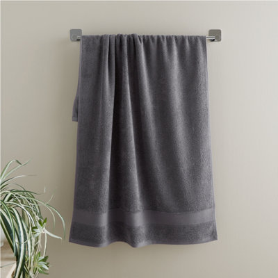 Catherine Lansfield Anti-Bacterial Cotton 50X85Cm Hand Towel Charcoal Grey from B&Q