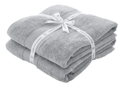 Catherine Lansfield Bathroom Anti Bacterial 500 gsm Soft & Absorbent Cotton Bath Sheet Pair Silver Grey - Image 12